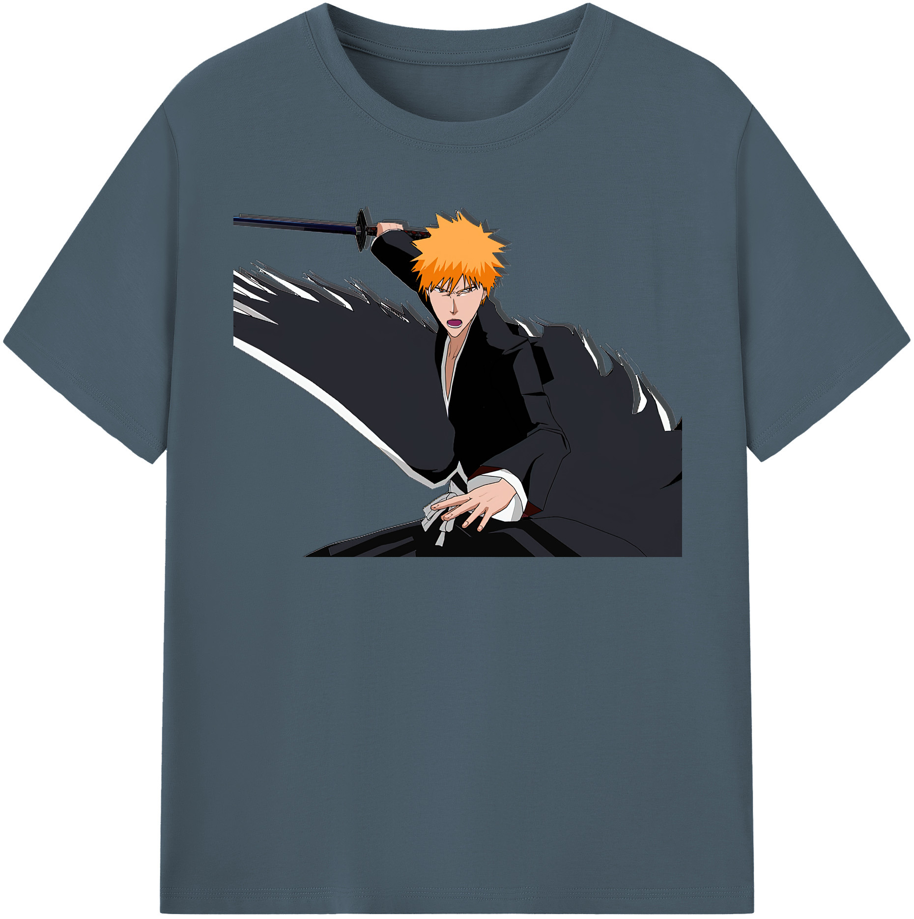 （画像用） ブリーチ 黒崎一護（くろさき いちご）BLEACH Kurosaki Ichigo 綿100％半袖Tシャツ（フロントプリント）
